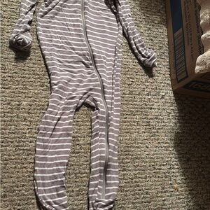 Kickee Pants Gray Striped Footie